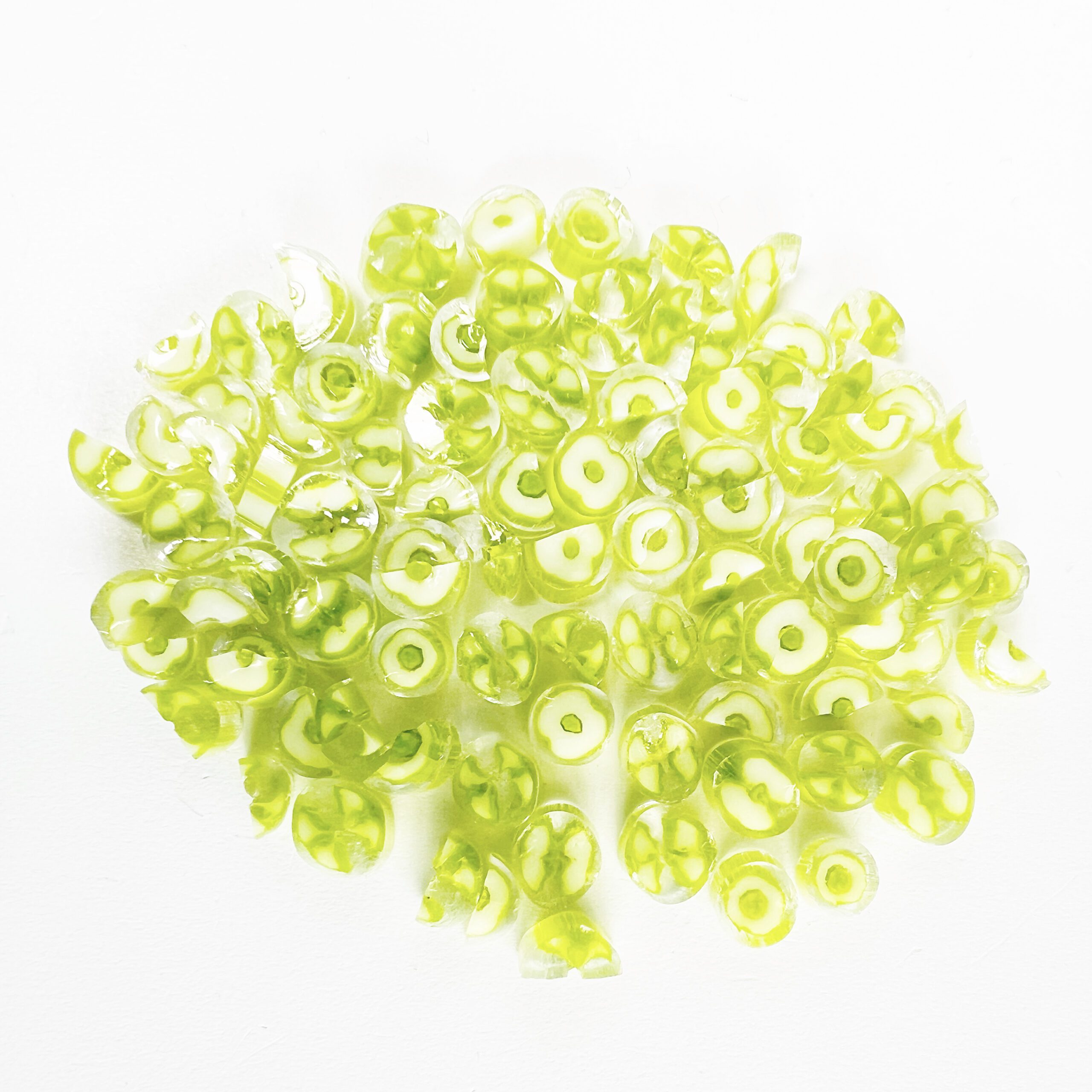 Murrine - Float Glass - Spring Green Flower and Flower Halves