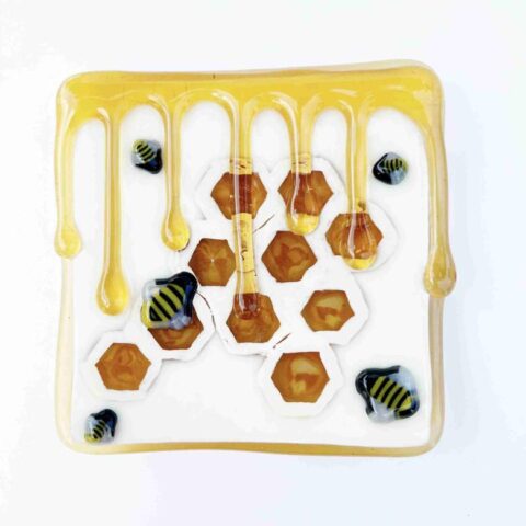 Fused Glass Art Honeycomb Dish