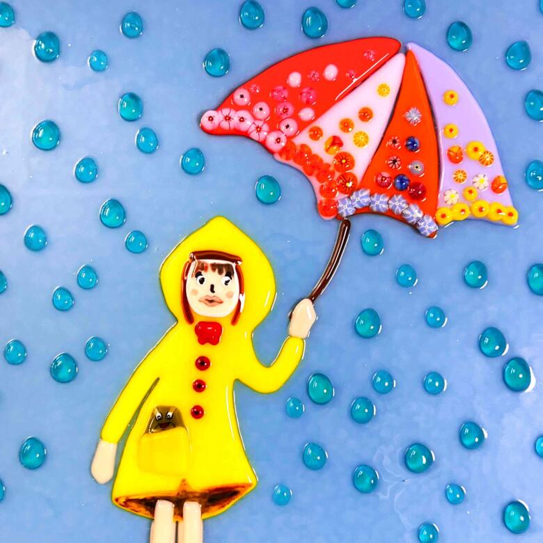Fused Glass Joyful Rain Dance 90COE