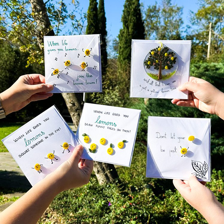Fused Glass Lemon and Leaf Cards