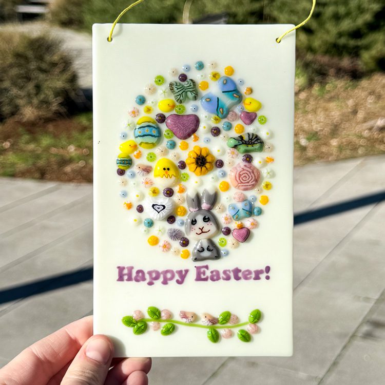 Fused Glass Happy Easter Sign