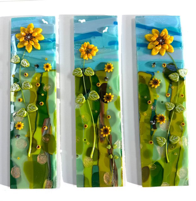 Fused Glass Sunflower Field Scene - Image 2