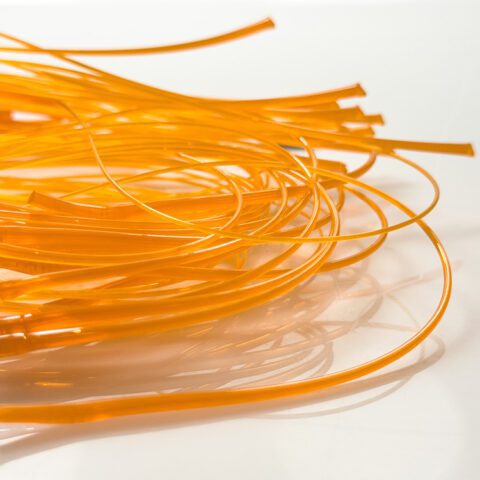 Vitrigraph Stringers -Orange- Float Glass-closeup